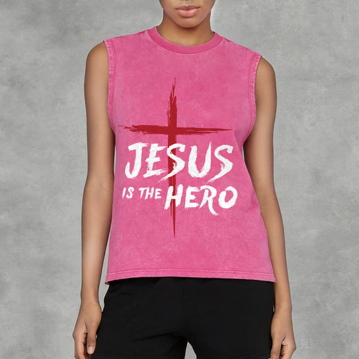Christianartworkshop Jesus Is The Hero Rotes Kreuz Unisex-Tanktop - image 14
