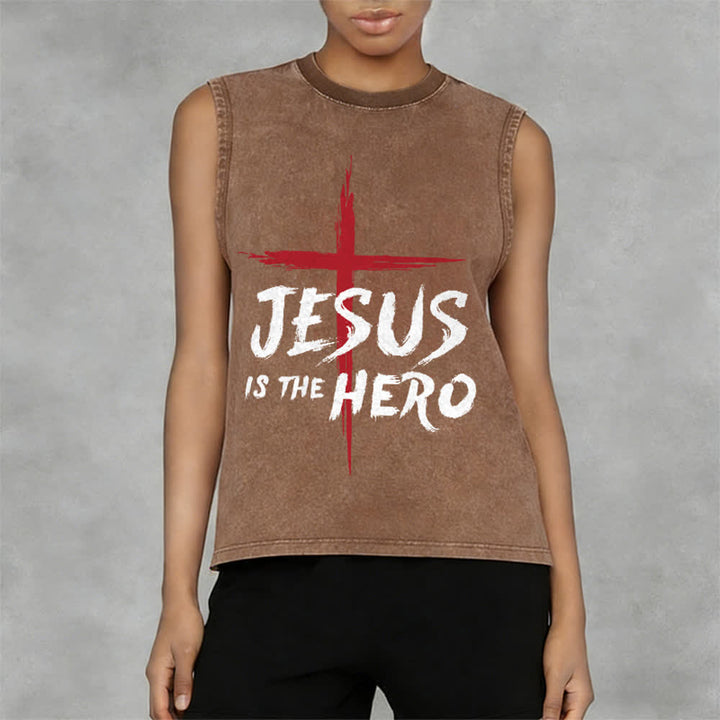 Christianartworkshop Jesus Is The Hero Rotes Kreuz Unisex-Tanktop - image 11