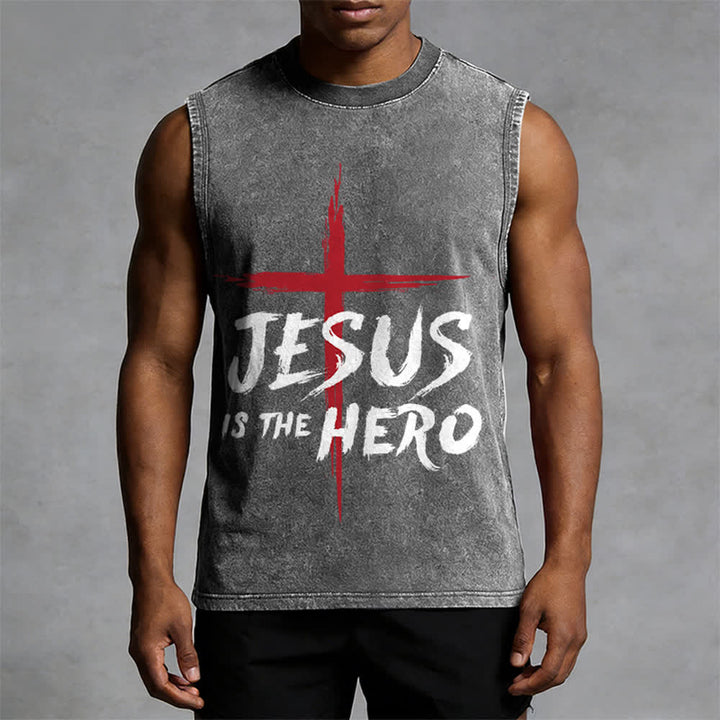 Christianartworkshop Jesus Is The Hero Rotes Kreuz Unisex-Tanktop - image 7