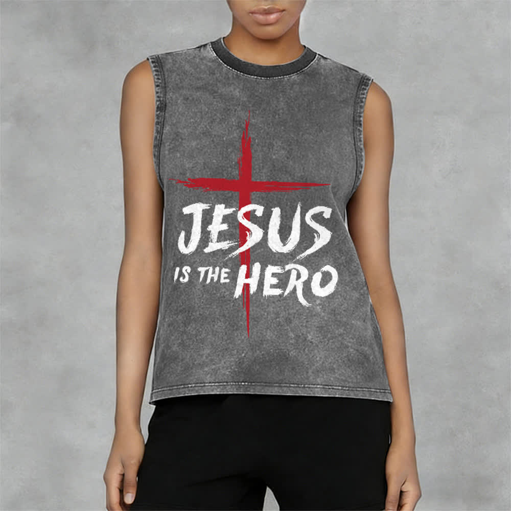 Christianartworkshop Jesus Is The Hero Rotes Kreuz Unisex-Tanktop - image 8
