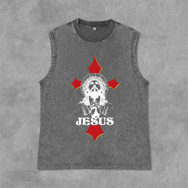 Christianartworkshop JESUS ​​Unisex-Tanktop (gewaschen) - Grau - 2XL - image 9