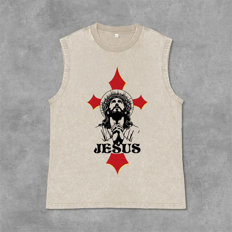 Christianartworkshop JESUS ​​Unisex-Tanktop (gewaschen) - Beige - 2XL - image 0
