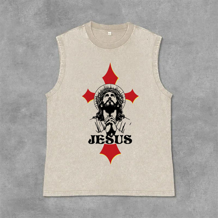 Christianartworkshop JESUS ​​Unisex-Tanktop (gewaschen) - Beige - 2XL - image 0
