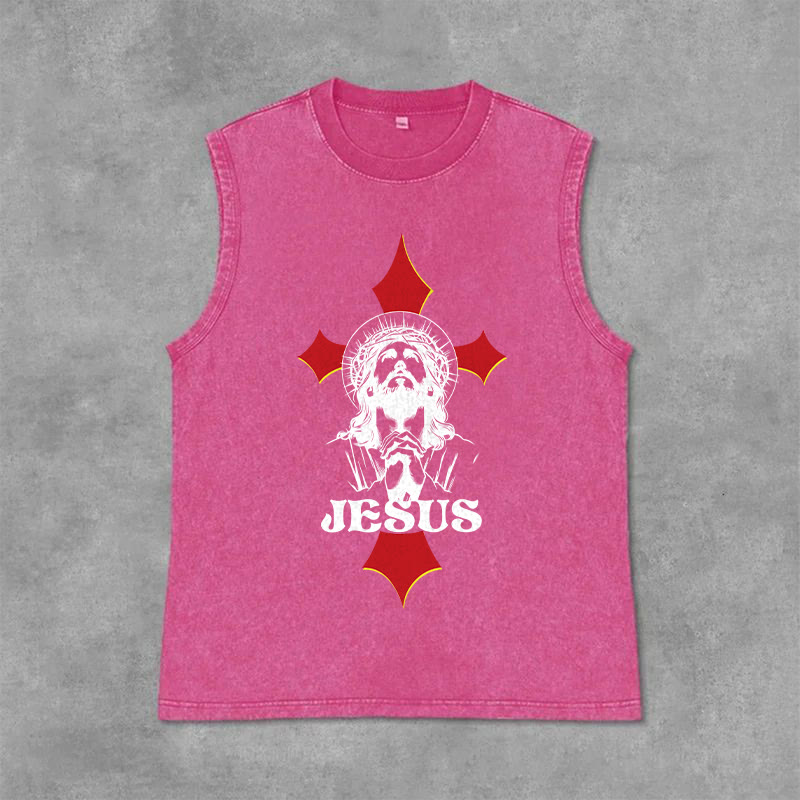 Christianartworkshop JESUS ​​Unisex-Tanktop (gewaschen) - Rosa - 2XL - image 12