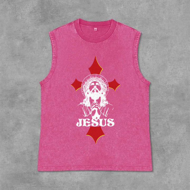 Christianartworkshop JESUS ​​Unisex-Tanktop (gewaschen) - Rosa - 2XL - image 12