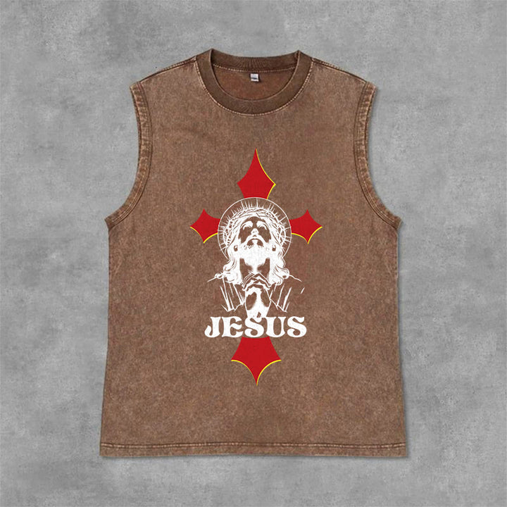 Christianartworkshop JESUS ​​Unisex-Tanktop (gewaschen) - Braun - 2XL - image 6