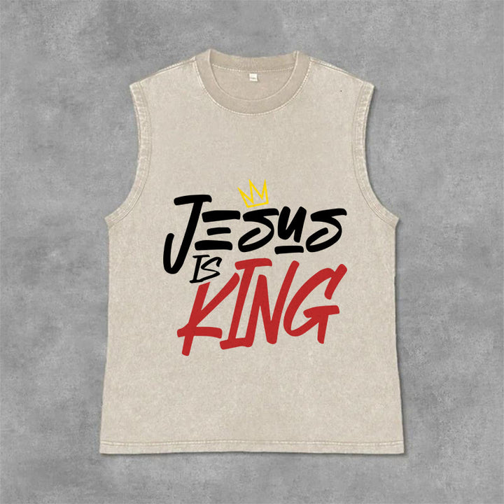 Christianartworkshop JESUS ​​IS KING Unisex-Tanktop (gewaschen) - Beige - 2XL - image 3