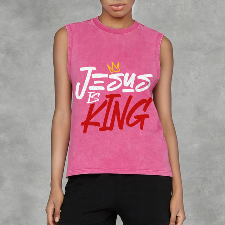 Christianartworkshop JESUS ​​IS KING Unisex-Tanktop (gewaschen) - image 2