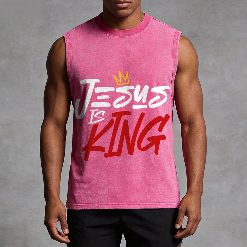 Christianartworkshop JESUS ​​IS KING Unisex-Tanktop (gewaschen) - image 1