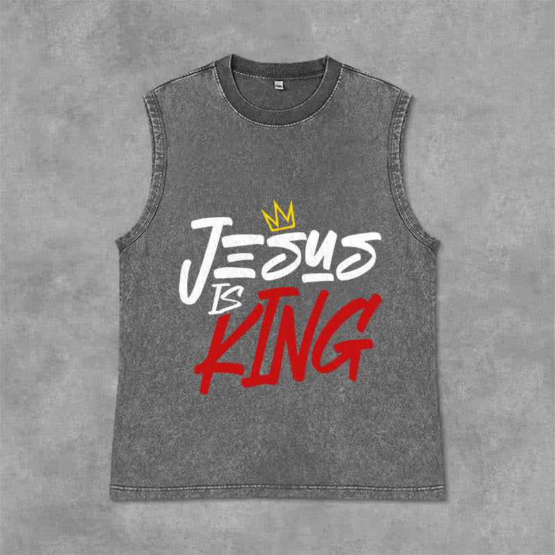 Christianartworkshop JESUS ​​IS KING Unisex-Tanktop (gewaschen) - Grau - 2XL - image 12