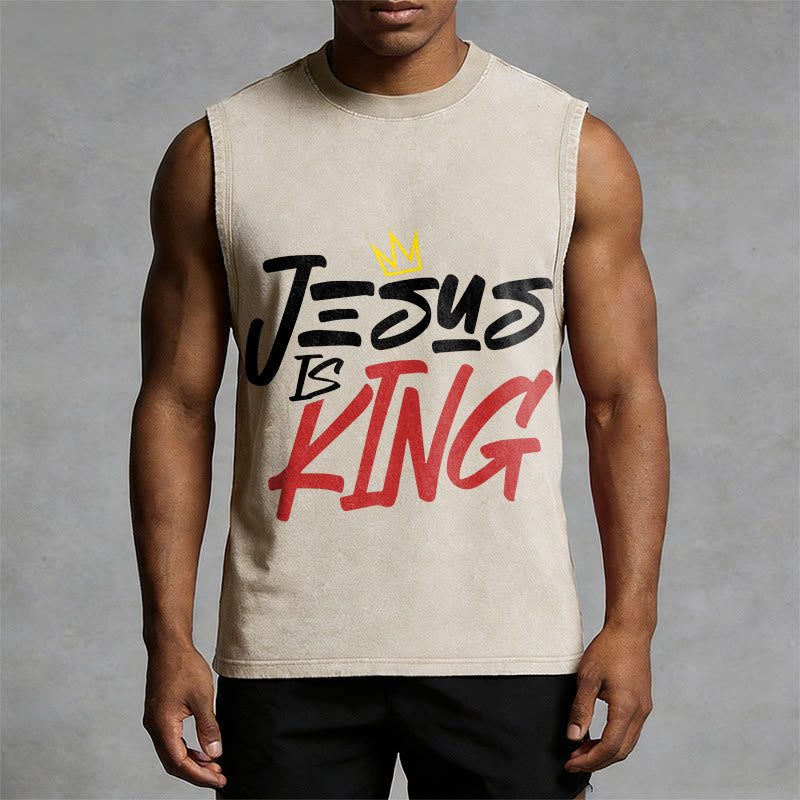 Christianartworkshop JESUS ​​IS KING Unisex-Tanktop (gewaschen) - image 4