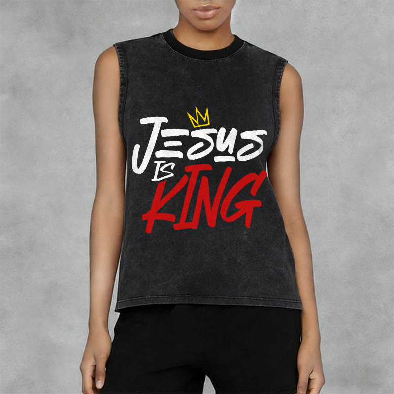 Christianartworkshop JESUS ​​IS KING Unisex-Tanktop (gewaschen) - image 8