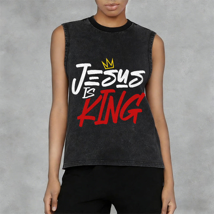 Christianartworkshop JESUS ​​IS KING Unisex-Tanktop (gewaschen) - image 8