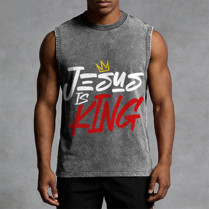 Christianartworkshop JESUS ​​IS KING Unisex-Tanktop (gewaschen) - image 13