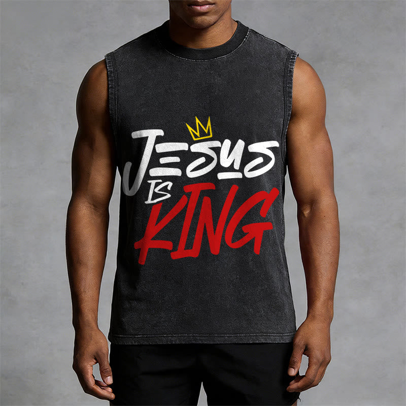 Christianartworkshop JESUS ​​IS KING Unisex-Tanktop (gewaschen) - image 7