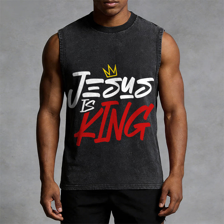 Christianartworkshop JESUS ​​IS KING Unisex-Tanktop (gewaschen) - image 7