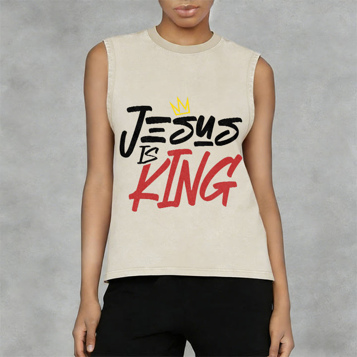 Christianartworkshop JESUS ​​IS KING Unisex-Tanktop (gewaschen) - image 5