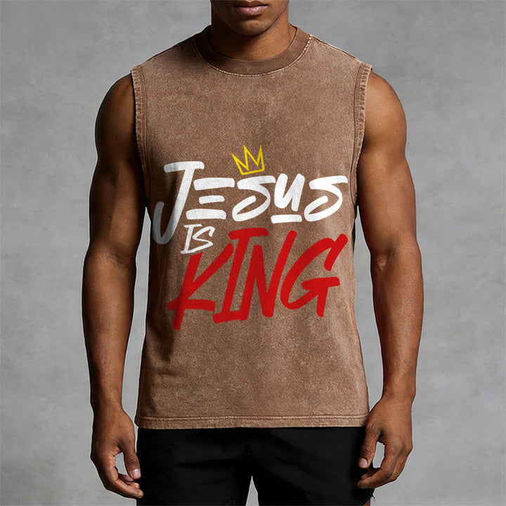 Christianartworkshop JESUS ​​IS KING Unisex-Tanktop (gewaschen) - image 10