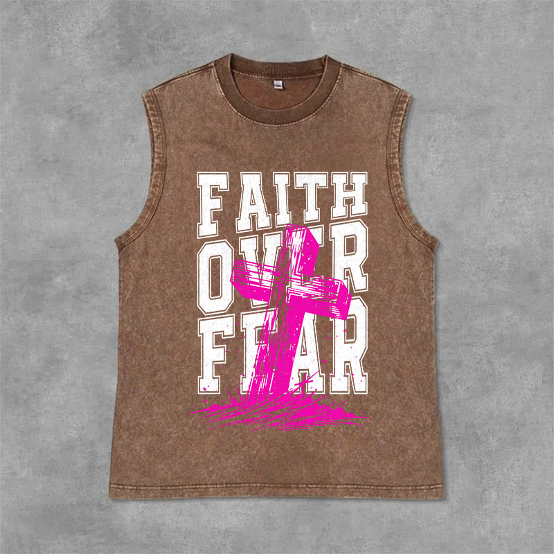 Christianartworkshop GLAUBE ÜBER ANGST Unisex-Tanktop (gewaschen) - Braun - 2XL - image 3