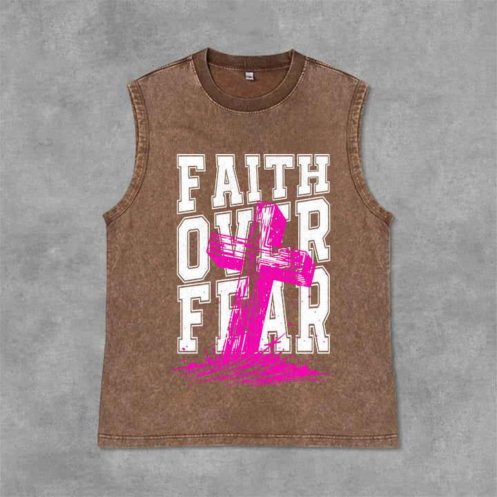 Christianartworkshop GLAUBE ÜBER ANGST Unisex-Tanktop (gewaschen) - Braun - 2XL - image 3