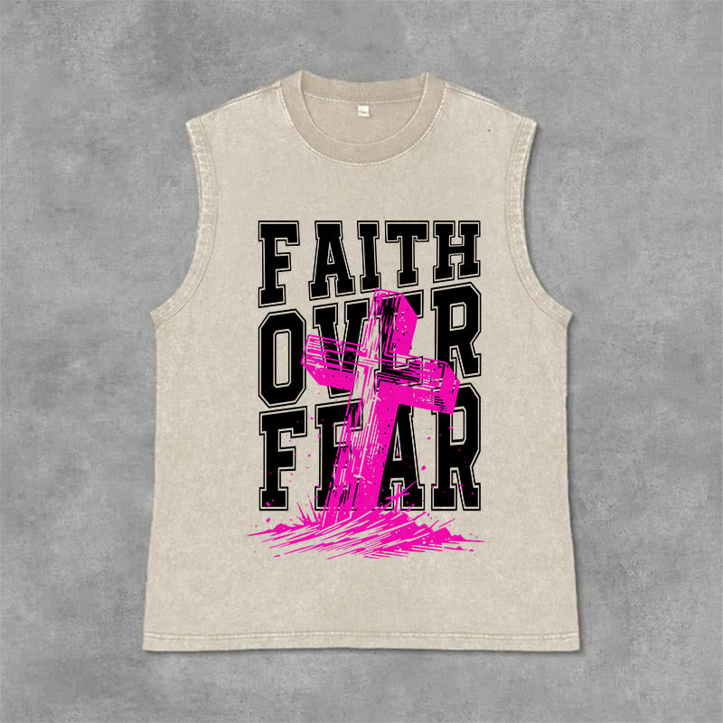 Christianartworkshop GLAUBE ÜBER ANGST Unisex-Tanktop (gewaschen) - Beige - 2XL - image 9