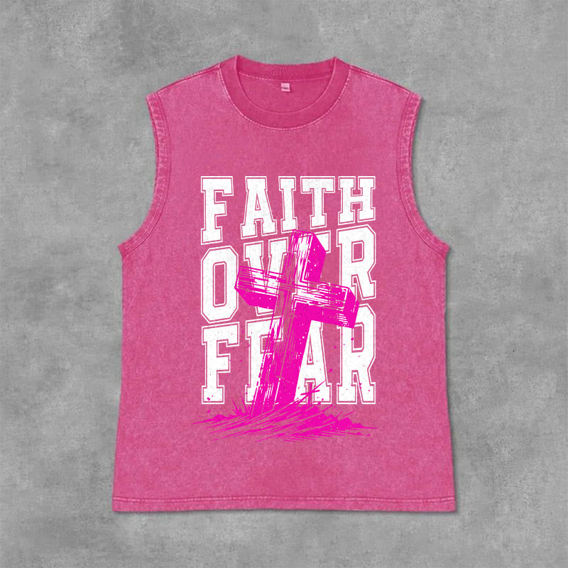 Christianartworkshop GLAUBE ÜBER ANGST Unisex-Tanktop (gewaschen) - Rosa - 2XL - image 12