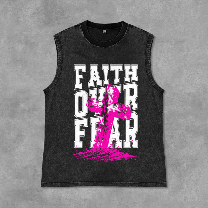 Christianartworkshop GLAUBE ÜBER ANGST Unisex-Tanktop (gewaschen) - Schwarz - 2XL - image 0