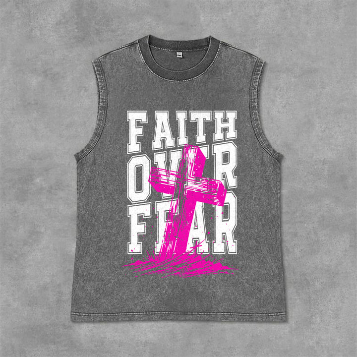 Christianartworkshop GLAUBE ÜBER ANGST Unisex-Tanktop (gewaschen) - Grau - 2XL - image 6