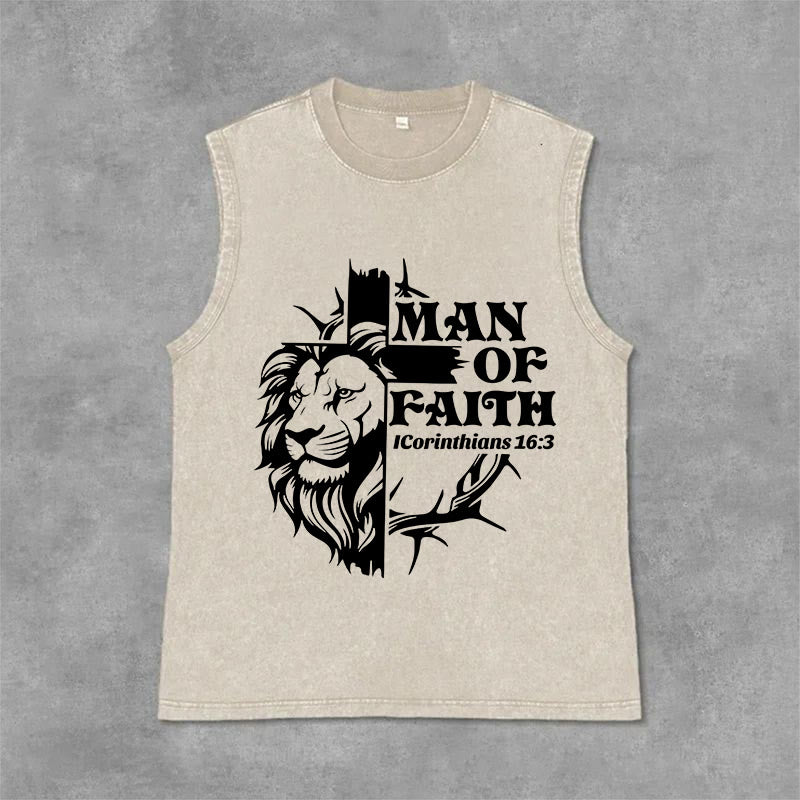 Christianartworkshop MAN OF FAITH Unisex-Tanktop (gewaschen) - Beige - 2XL - image 0