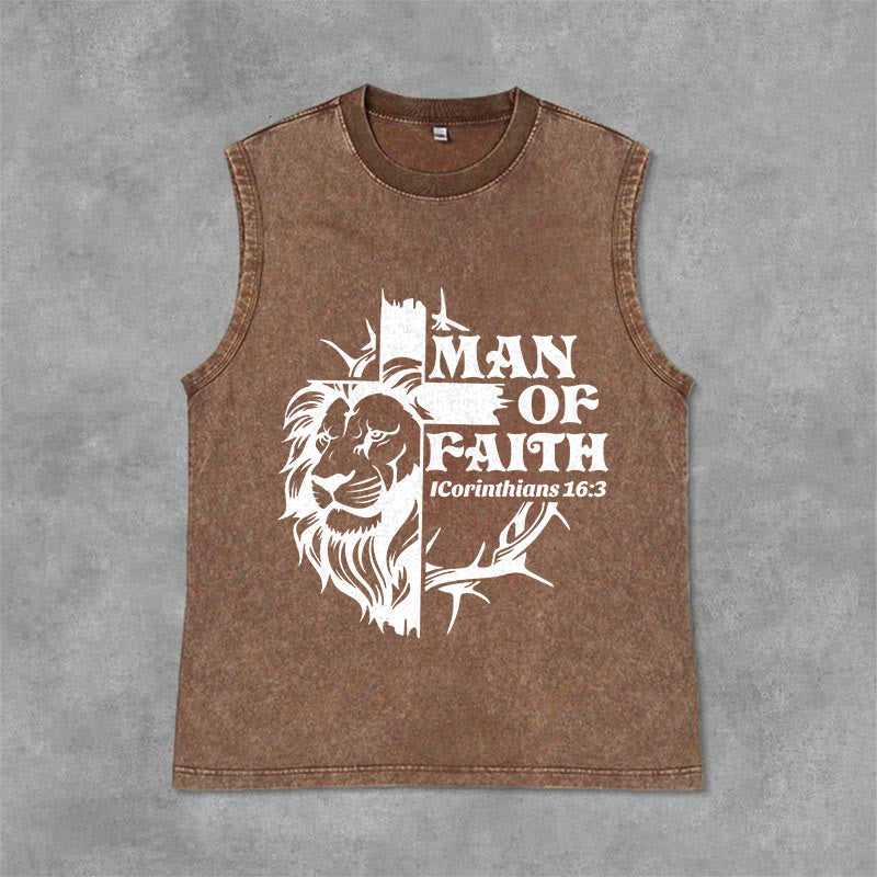 Christianartworkshop MAN OF FAITH Unisex-Tanktop (gewaschen) - Braun - 2XL - image 6