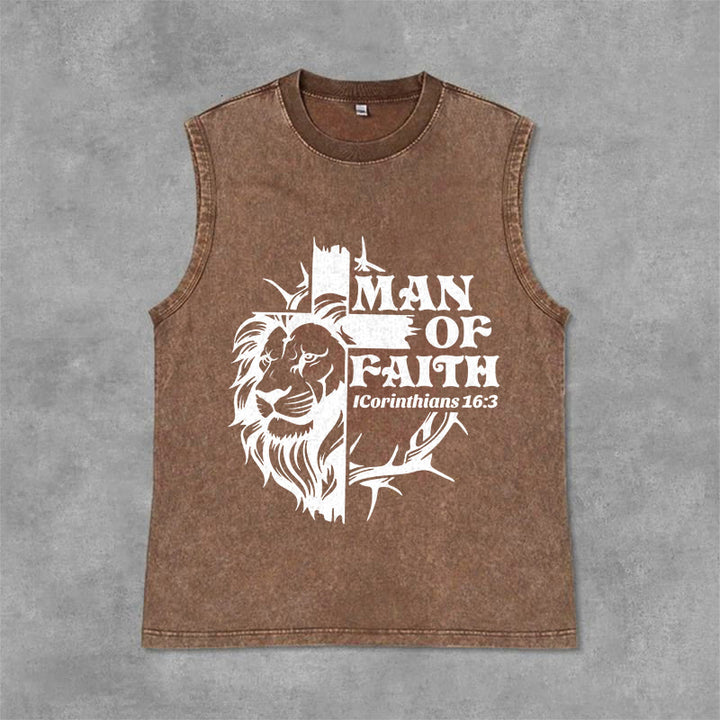Christianartworkshop MAN OF FAITH Unisex-Tanktop (gewaschen) - Braun - 2XL - image 6
