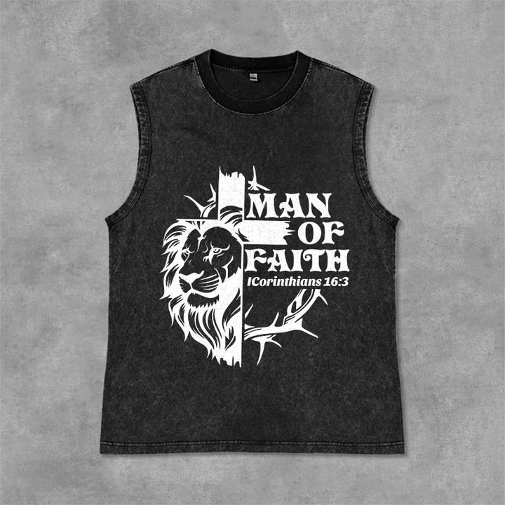 Christianartworkshop MAN OF FAITH Unisex-Tanktop (gewaschen) - Schwarz - 2XL - image 3