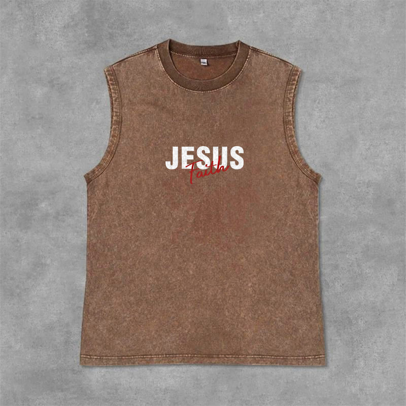 Christianartworkshop ALL WE NEED IS JESUS ​​Unisex Washed Tank Top - image 1