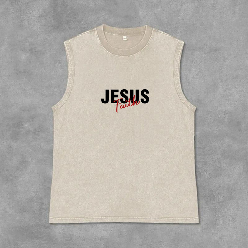 Christianartworkshop ALL WE NEED IS JESUS ​​Unisex Washed Tank Top - image 8