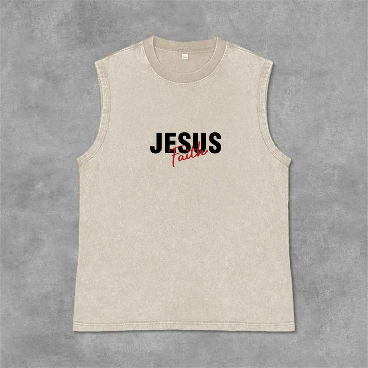 Christianartworkshop ALL WE NEED IS JESUS ​​Unisex Washed Tank Top - image 8