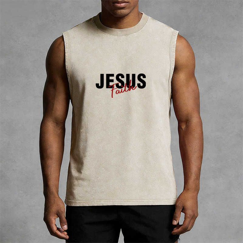 Christianartworkshop ALL WE NEED IS JESUS ​​Unisex Washed Tank Top - image 9