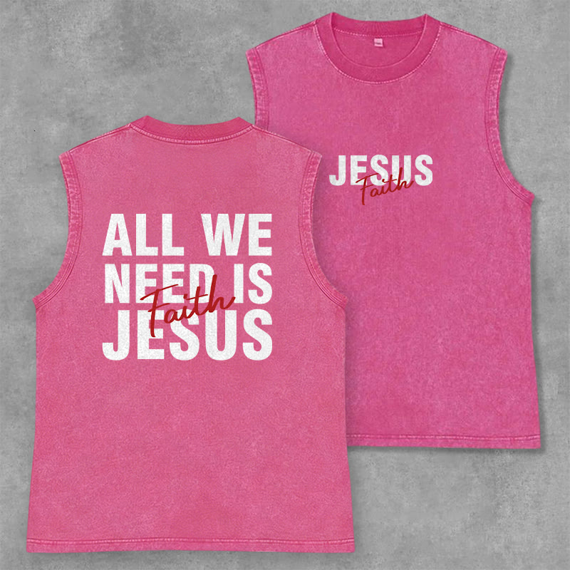 Christianartworkshop ALL WE NEED IS JESUS ​​Unisex Washed Tank Top - Rosa - 2XL - image 21