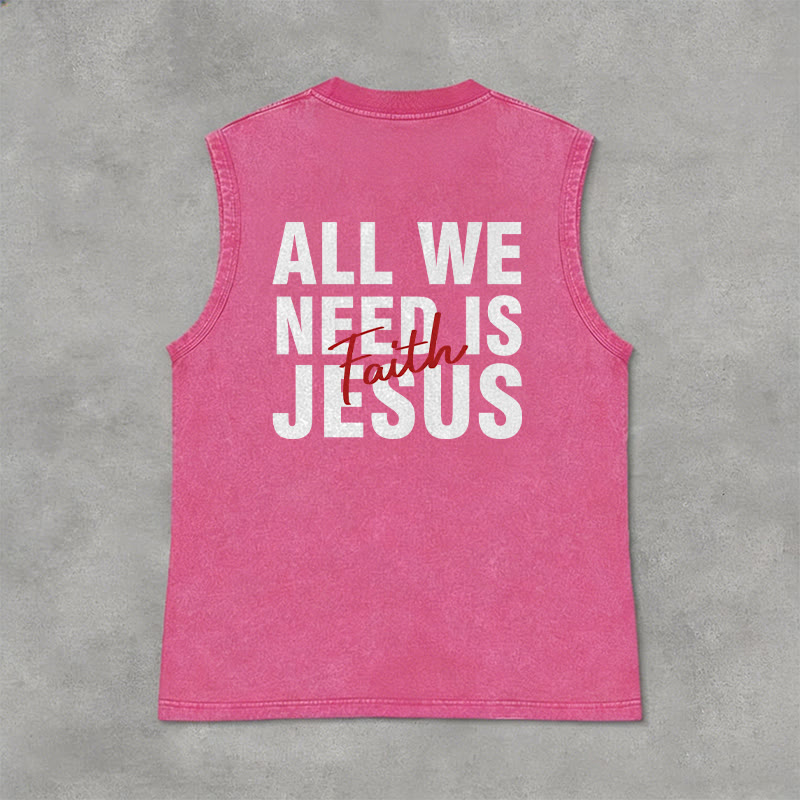 Christianartworkshop ALL WE NEED IS JESUS ​​Unisex Washed Tank Top - image 26