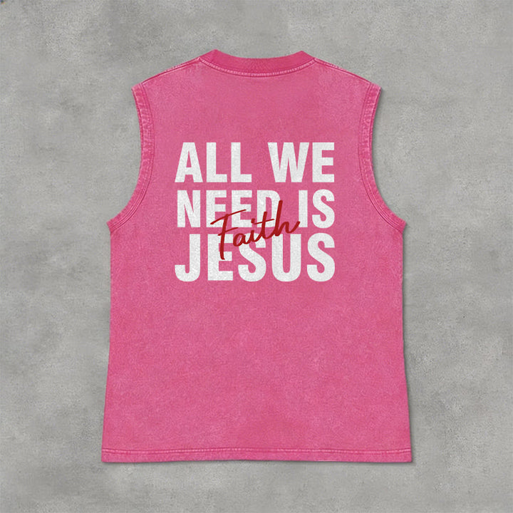 Christianartworkshop ALL WE NEED IS JESUS ​​Unisex Washed Tank Top - image 26
