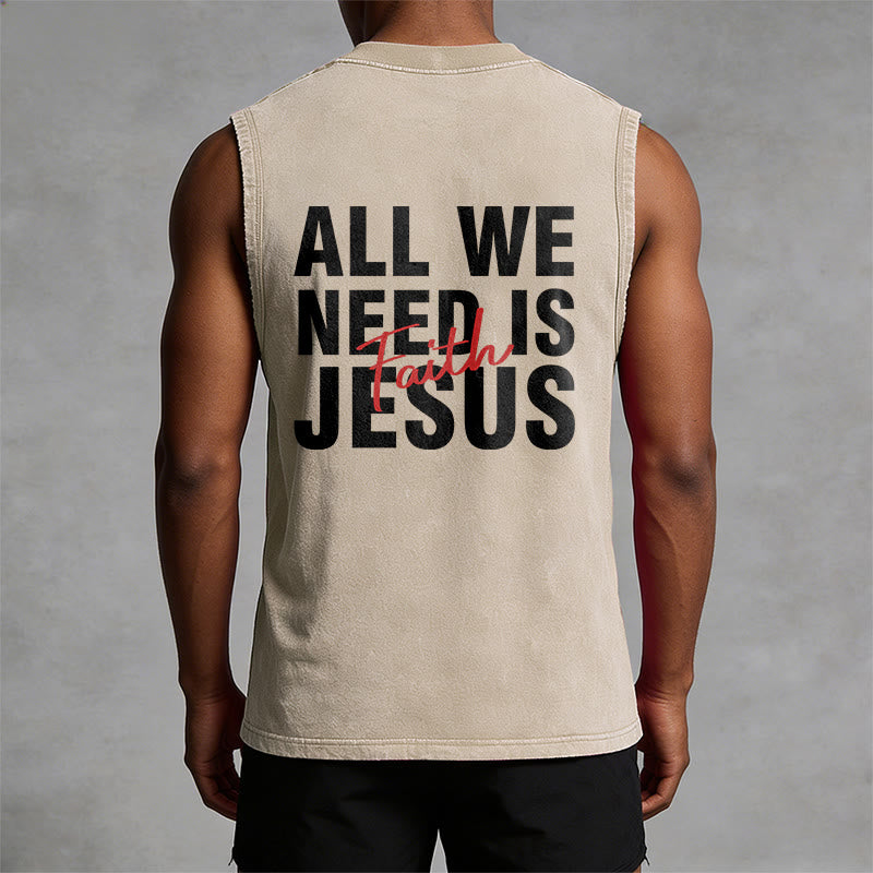 Christianartworkshop ALL WE NEED IS JESUS ​​Unisex Washed Tank Top - image 12