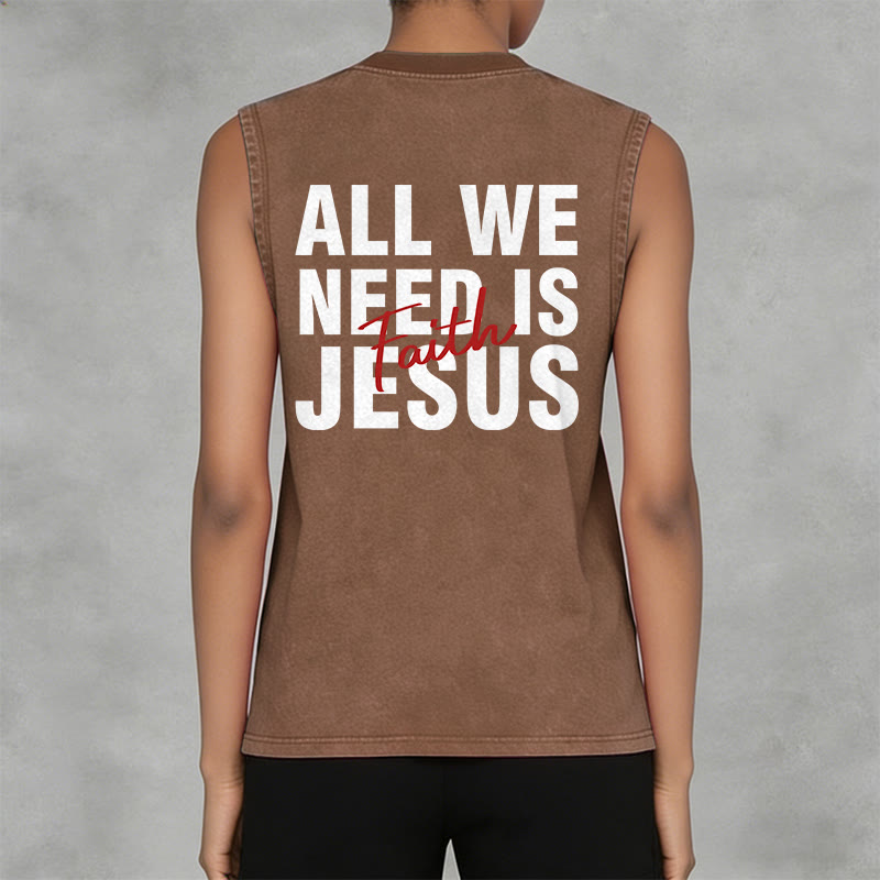 Christianartworkshop ALL WE NEED IS JESUS ​​Unisex Washed Tank Top - image 6