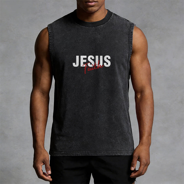 Christianartworkshop ALL WE NEED IS JESUS ​​Unisex Washed Tank Top - image 19