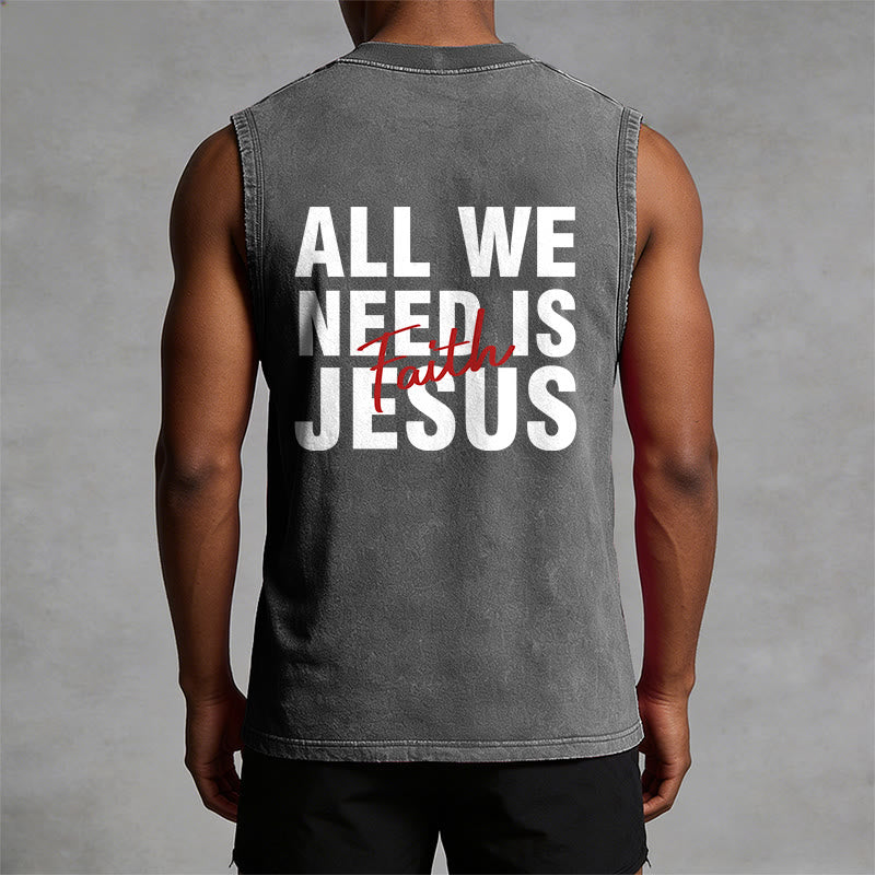 Christianartworkshop ALL WE NEED IS JESUS ​​Unisex Washed Tank Top - image 33