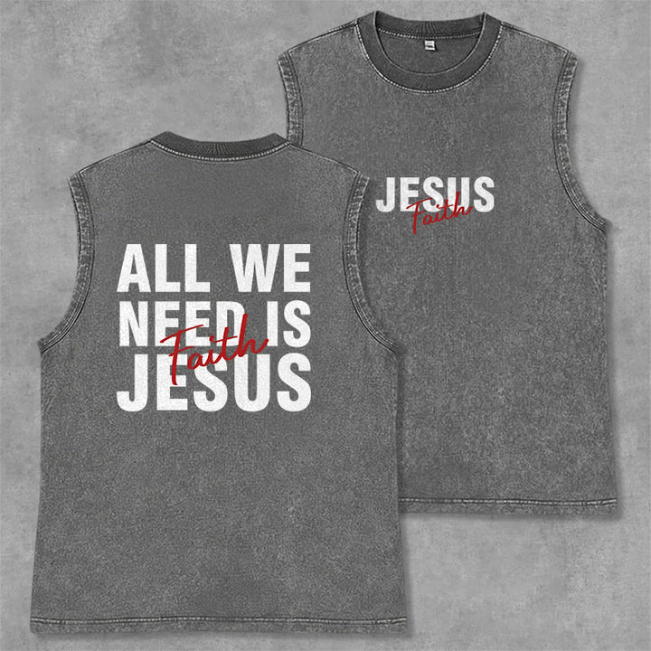 Christianartworkshop ALL WE NEED IS JESUS ​​Unisex Washed Tank Top - Grau - 2XL - image 28