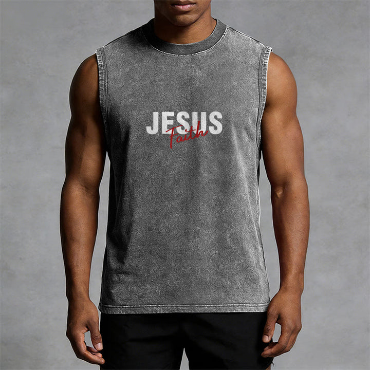 Christianartworkshop ALL WE NEED IS JESUS ​​Unisex Washed Tank Top - image 30