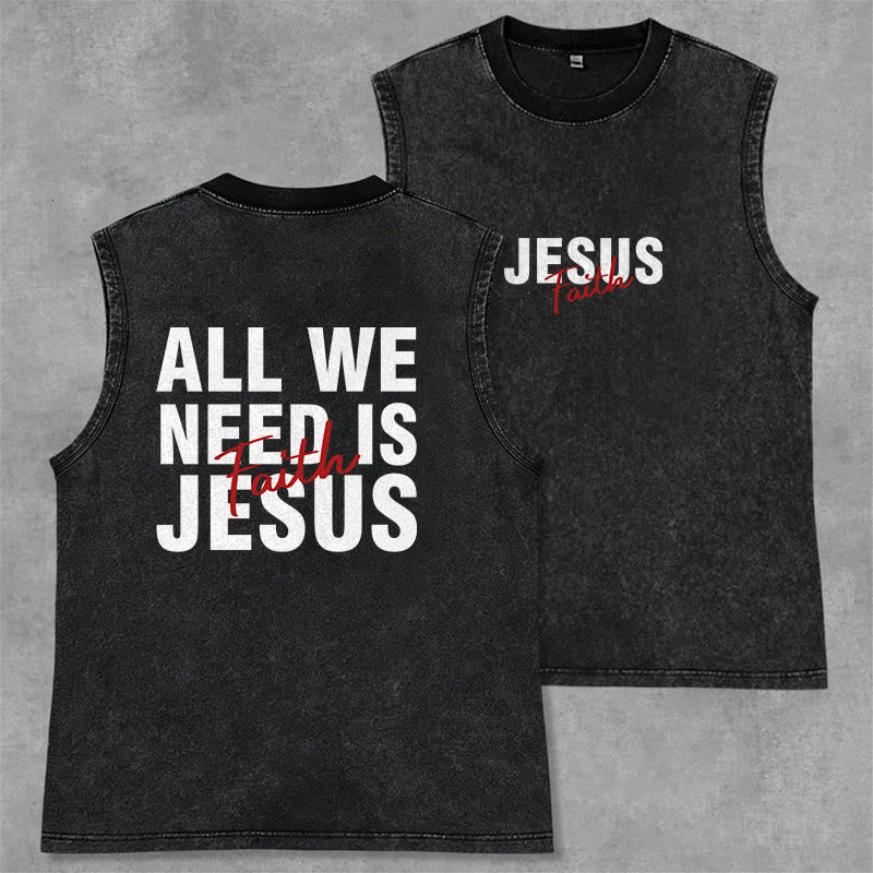 Christianartworkshop ALL WE NEED IS JESUS ​​Unisex Washed Tank Top - Schwarz - 2XL - image 14