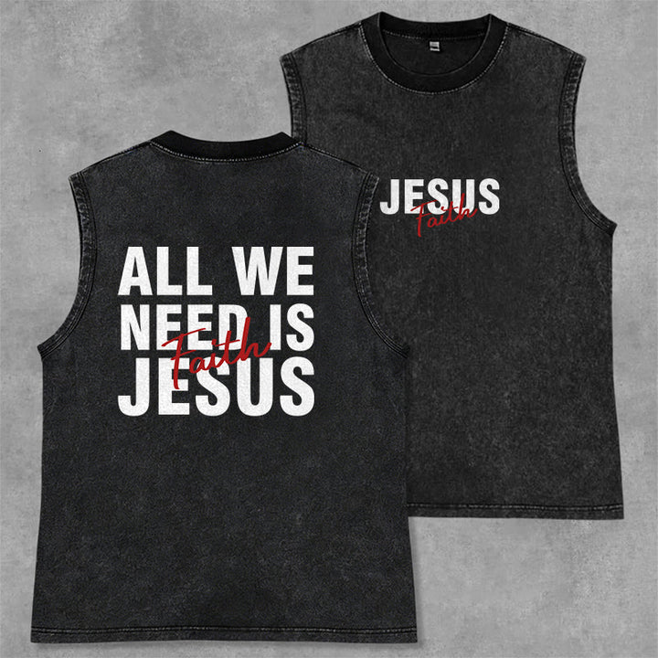 Christianartworkshop ALL WE NEED IS JESUS ​​Unisex Washed Tank Top - Schwarz - 2XL - image 14