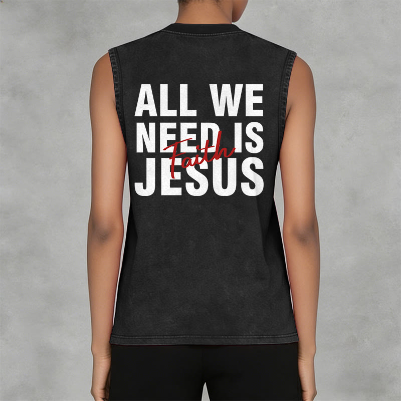 Christianartworkshop ALL WE NEED IS JESUS ​​Unisex Washed Tank Top - image 20