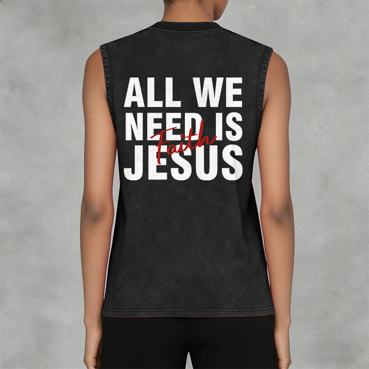 Christianartworkshop ALL WE NEED IS JESUS ​​Unisex Washed Tank Top - image 20