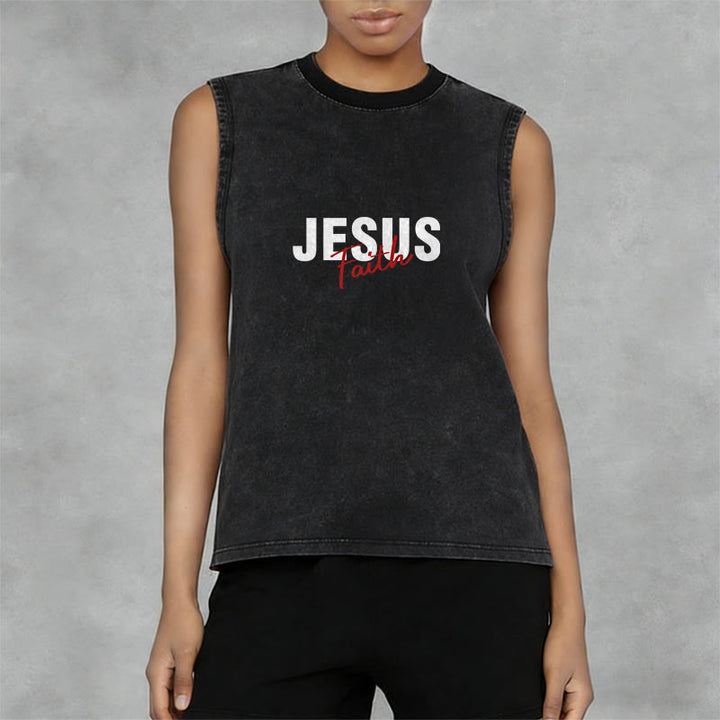 Christianartworkshop ALL WE NEED IS JESUS ​​Unisex Washed Tank Top - image 17